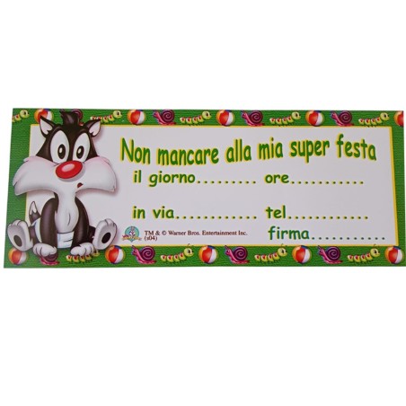 Inviti di Compleanno Baby Silvestro – Blocco da 12 Biglietti Baby Looney Tunes | Festa Bambini Tenera e Divertente