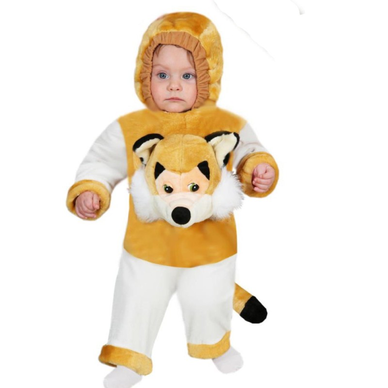 Costume Neonato Piccola Volpe 7–9 Mesi – Tuta Morbidissima con Cappuccio in Pellicciotto Ecologico Made in Italy