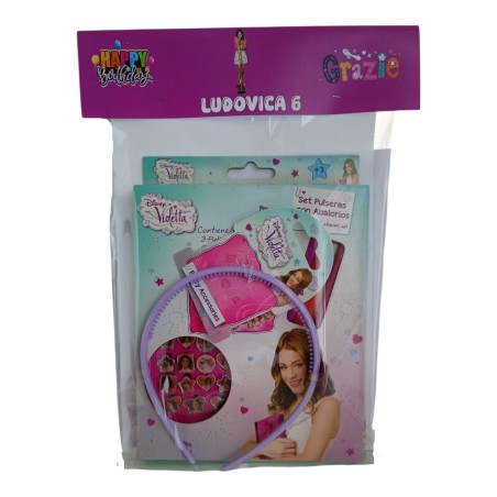Set Regalo Festa Disney Violetta™ – Braccialetti Componibili con 18 Charm + Cerchietto Gadget Fine Festa Compleanno Bambine