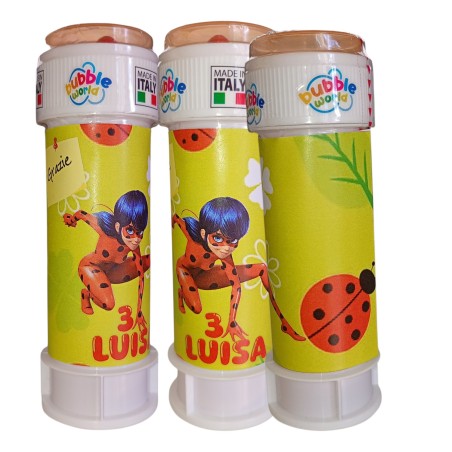 Bolle di Sapone Miraculous Personalizzate con Nome e Età – Regalini Fine Festa Compleanno Ladybug 60 ml