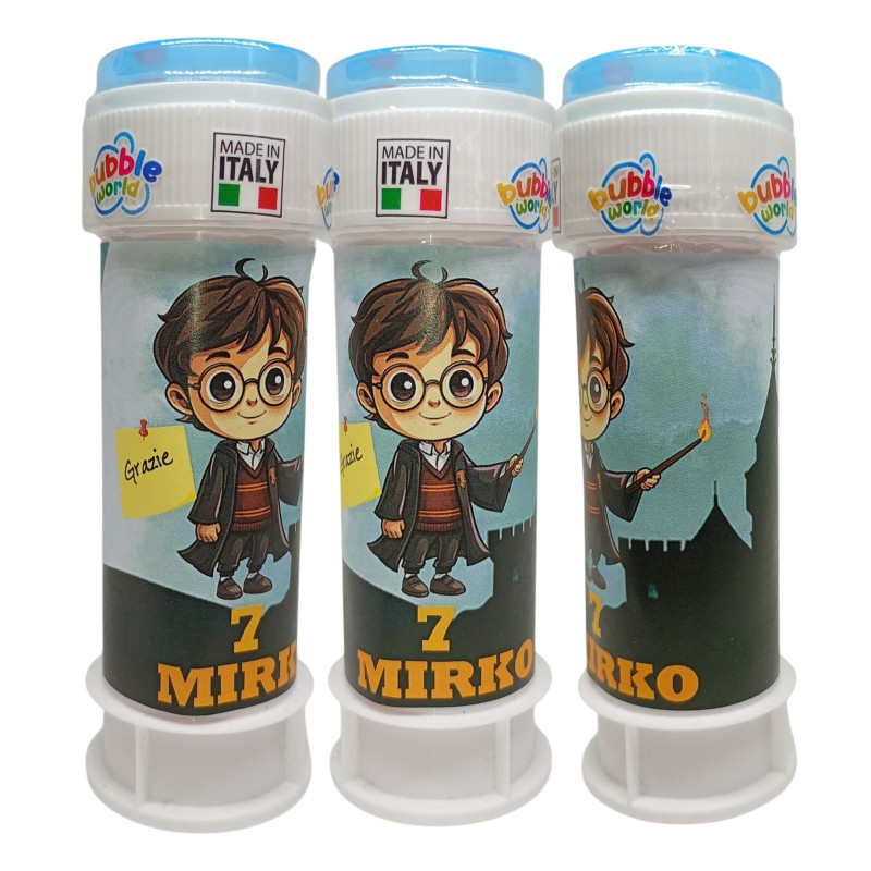 Bolle di Sapone Harry Potter Personalizzate – Kit Regalino Fine Festa con Nome ed Età