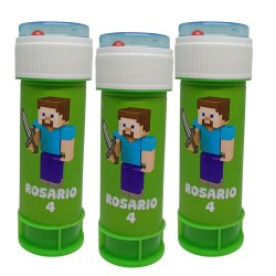 "Bolle di Sapone Minecraft Personalizzate – Nome e Età del Festeggiato | Idee Regalo e Gadget Fine Festa Compleanno Bambini"