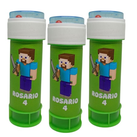 "Bolle di Sapone Minecraft Personalizzate – Nome e Età del Festeggiato | Idee Regalo e Gadget Fine Festa Compleanno Bambini"