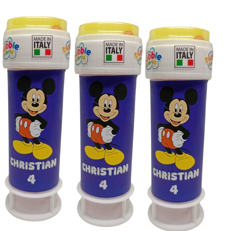 Bolle di Sapone Topolino Mickey Mouse Personalizzate – Regalo Compleanno Unico con Nome ed Età, Idee Bomboniere Festa Bambini