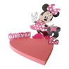 Composizione Personalizzata Minnie su Cuore – Decorazione Compleanno Bambina con Nome, Numero e Bolle di Sapone