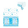 Tovaglia Primo Compleanno Bimbo Azzurro e Bianco 140x270 cm – Decorazione Elegante per Festa 1° Anno Baby Boy
