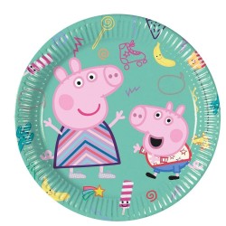 8 Piatti Piccoli Peppa Pig in Cartone 20 cm – Festa Bambini Colorata, Party a Tema Ufficiale Multicolore