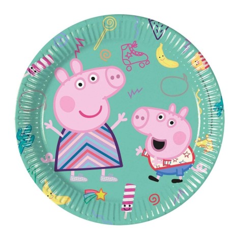 8 Piatti Piccoli Peppa Pig in Cartone 20 cm – Festa Bambini Colorata, Party a Tema Ufficiale Multicolore