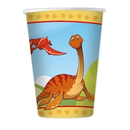 Bicchieri Dinosauri Jurassic in Cartone Multicolore – Set da 8 Bicchieri Party Bambini 200ml | Festa a Tema Preistorico