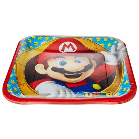 Piatti Super Mario Bros in Carta 23 cm – Set da 8 Piatti Monouso per Festa di Compleanno a Tema Videogame