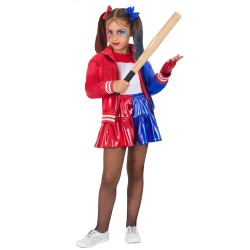 Costume Crazy Queen Bambina – Look Ribelle Chic in Stile Italiano | Completo 8 Pezzi Blu & Rosso (5–13 Anni)