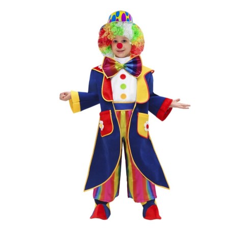 Costume Clown Baby Bambino Made in Italy – Travestimento da Pagliaccio Elegante in Raso e Velvet per Carnevale e Feste