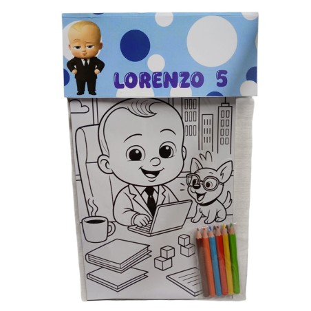 Album da Colorare Baby Boss Personalizzato con Nome ed Età – Kit Creativo per Bambini | Regalino Festa Compleanno Pronto all’Uso