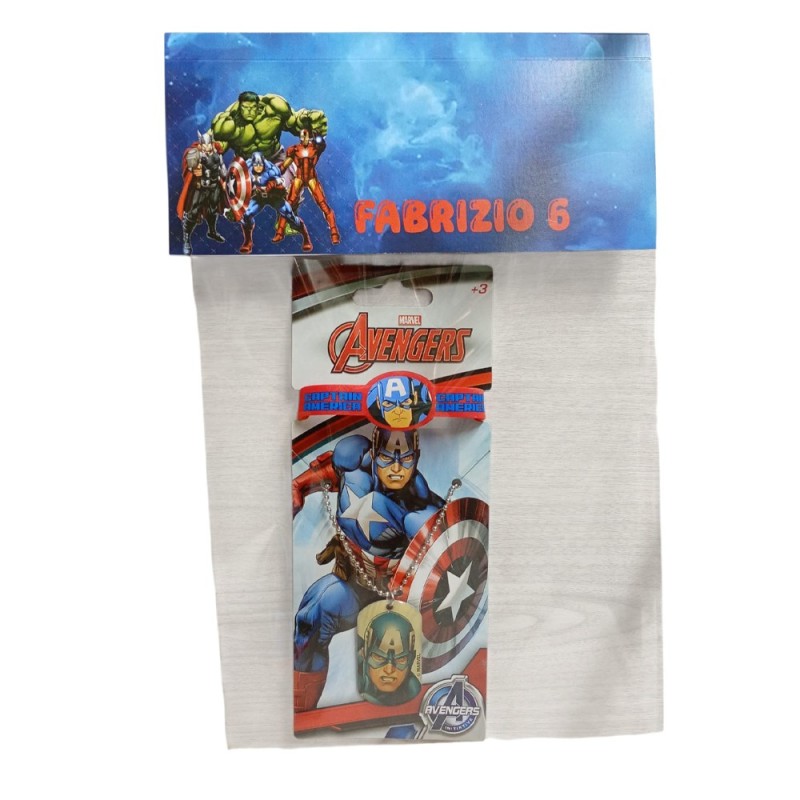 Regalini Fine Festa Compleanno Capitan America Personalizzati – Collana con Pendolo + Bracciale per Bambini