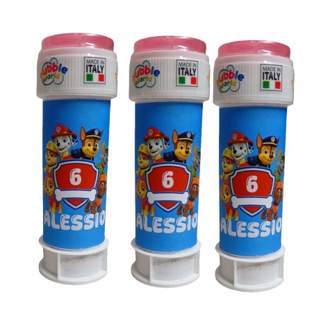 Regalini Compleanno Paw Patrol Personalizzati – Bolle di Sapone con Nome & Età per Feste Bambini