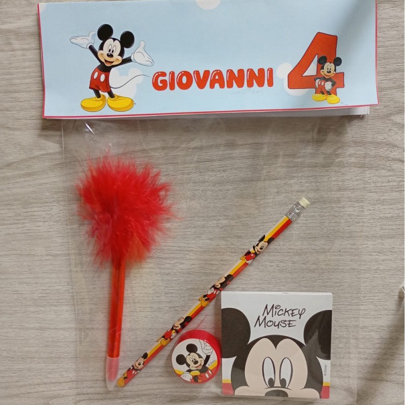Regalini Fine Festa Topolino Personalizzati con Nome ed Età – Kit Creativo Bambini Compleanno Mickey Mouse