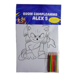 Kit Colorare Sonic Personalizzato: Album e Matite Colorate Regalino Compleanno