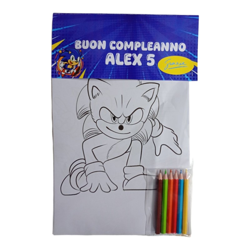 Kit Colorare Sonic Personalizzato: Album e Matite Colorate Regalino Compleanno
