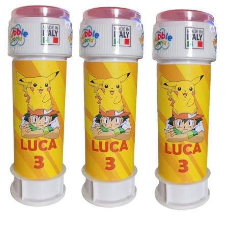 Regalini Fine Festa Pokémon Bolle di Sapone Personalizzate con Nome ed Età – Gadget Compleanno Bambini