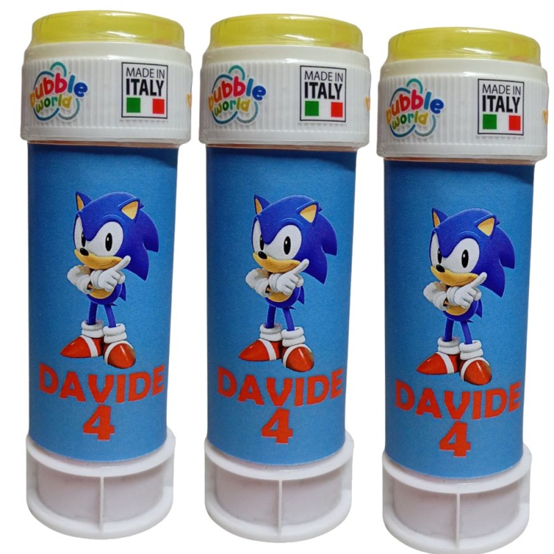 Regalini Fine Festa Sonic Personalizzati – Bolle di Sapone con Nome ed Età | Gadget Compleanno Bambini a Tema Sonic