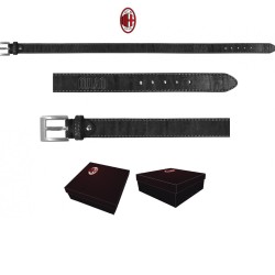 Cintura Uomo in Vera Pelle AC Milan Ufficiale – Taglia S/M – Accessorio Elegante in Box Regalo Originale Rossonero