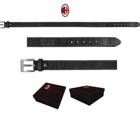 Cintura Uomo in Vera Pelle AC Milan Ufficiale – Taglia S/M – Accessorio Elegante in Box Regalo Originale Rossonero