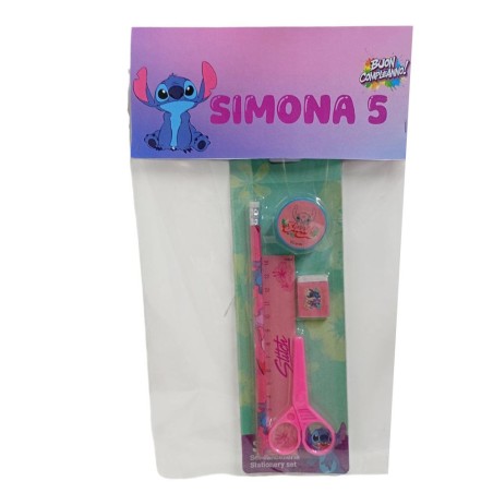 Set Cancelleria Personalizzato Stitch & Lilo 5 Pezzi con Nome ed Età – Kit Scuola Disney Ideale come Regalino Festa Bambini
