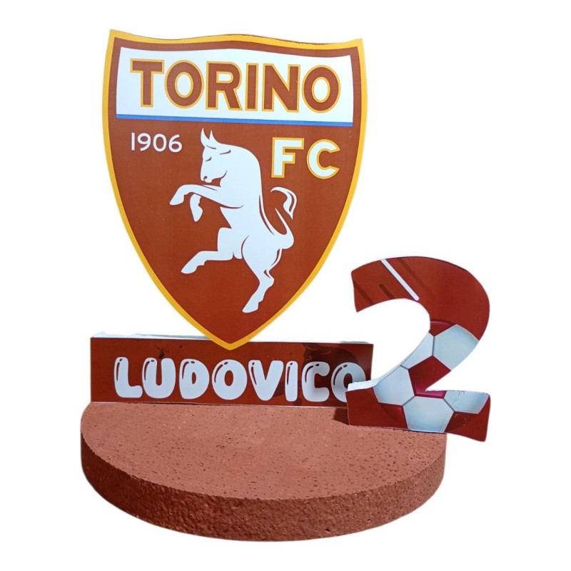 Centro Tavola FC Torino Personalizzato 3D in Polistirolo – Decorazione Compleanno Granata con Nome ed Età