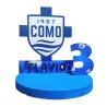 Centro Tavola Como Calcio Personalizzato in Polistirolo 3D – Decorazione Compleanno con Nome ed Età per Tifosi Biancoblù