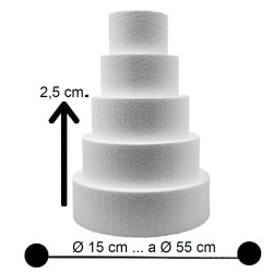 Base in Polistirolo Rotonda Ø 10 cm x H 2,5 cm – Supporto per Torte a Piani e Cake Design