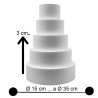 Base per Torte in Polistirolo Professionale - Formato Tondo, Varie Misure (H 3cm) - Supporto Rigido per Cake Design e Dummy