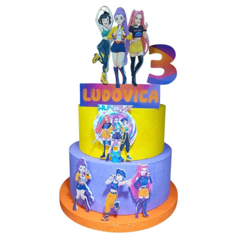 Torta Scenografica K-Pop Demon Hunters Personalizzata – Effetto 3D Luxury – Altezza 70cm