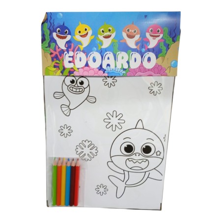 Album da Colorare Baby Shark Personalizzato – Kit Regalino Fine Festa con Nome ed Età
