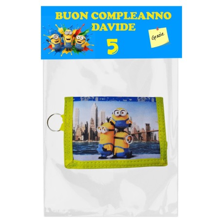 Portafoglio Minions Personalizzato Nome ed Età: Portamonete e Gancio – Kit Festa