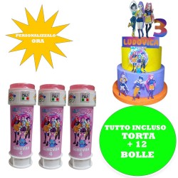 Kit Festa Compleanno Kpop Demon Huntrix Torta Scenografica Bolle di Sapone Personalizzate Allestimento Completo per Party