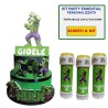 Kit Festa Hulk 70cm con Torta Scenografica 3D in Polistirolo + 12 Bolle Personalizzate Decorazione Compleanno