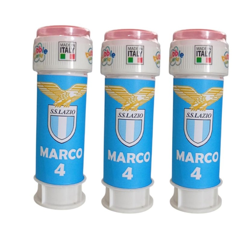 Regalini Fine Festa Lazio Calcio – Bolle di Sapone Personalizzate con Nome e Età