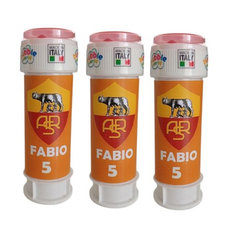 Bolle di Sapone Personalizzate AS Roma – Gadget Fine Festa con Nome ed Età