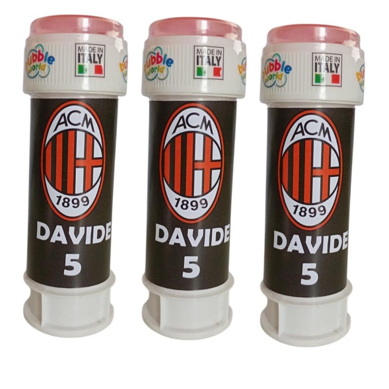 Bolle di Sapone Milan Personalizzate - Nome e Età Gadget Compleanno Bambino