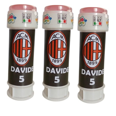 Bolle di Sapone Milan Personalizzate - Nome e Età Gadget Compleanno Bambino