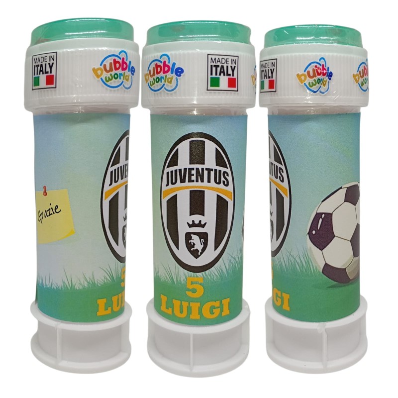 Regalini Fine Festa Juventus Personalizzati con Nome ed Età – Bolle di Sapone Tema Calcio