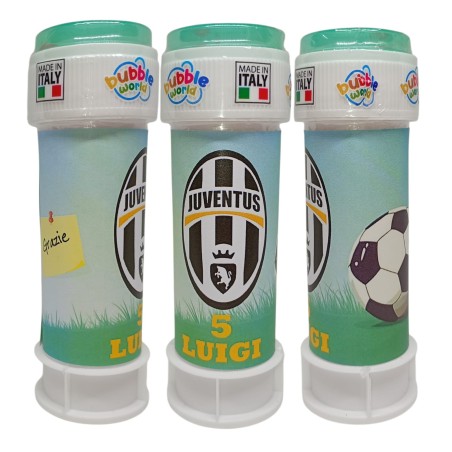 Regalini Fine Festa Juventus Personalizzati con Nome ed Età – Bolle di Sapone Tema Calcio