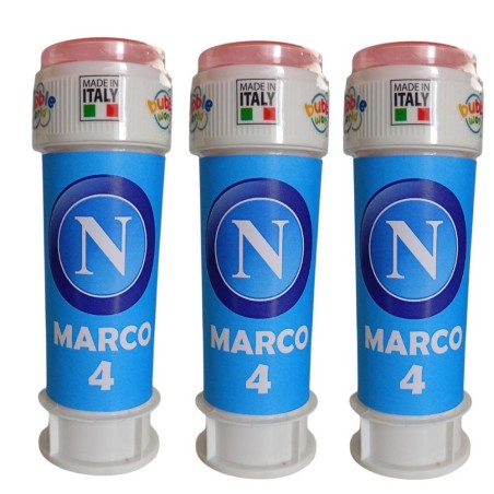Regalini Fine Festa Compleanno Napoli Calcio – Bolle di Sapone Personalizzate con Nome ed Età | Gadget Bambini Tema Calcio