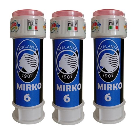 Regalini Fine Festa Atalanta Calcio – Bolle di Sapone Personalizzate con Nome ed Età | Gadget Compleanno Bambini Tema Calcio