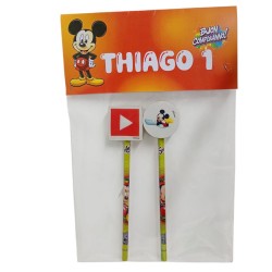 Regalini Fine Festa Compleanno Personalizzati Mickey Topolino | Set 2 Matite con Gomma – Idee Originali
