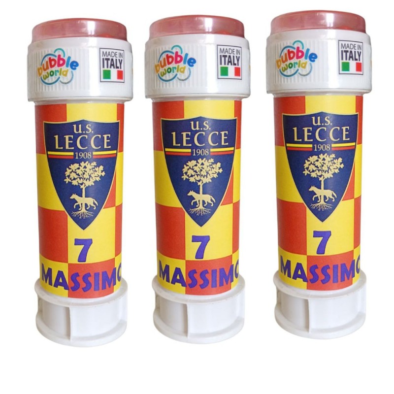 Regalini Fine Festa Lecce Calcio Personalizzati – Bolle di Sapone con Nome ed Età | Gadget Compleanno Calcio per Bambini