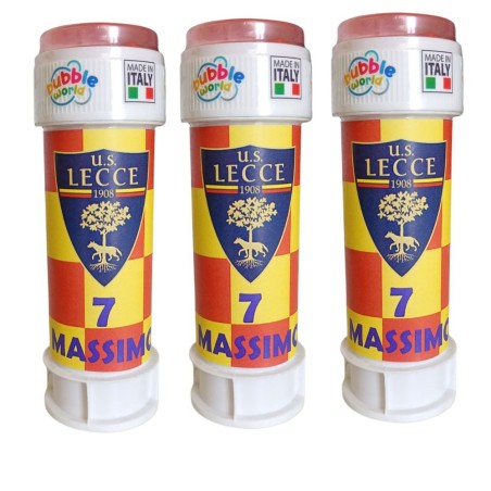 Regalini Fine Festa Lecce Calcio Personalizzati – Bolle di Sapone con Nome ed Età | Gadget Compleanno Calcio per Bambini