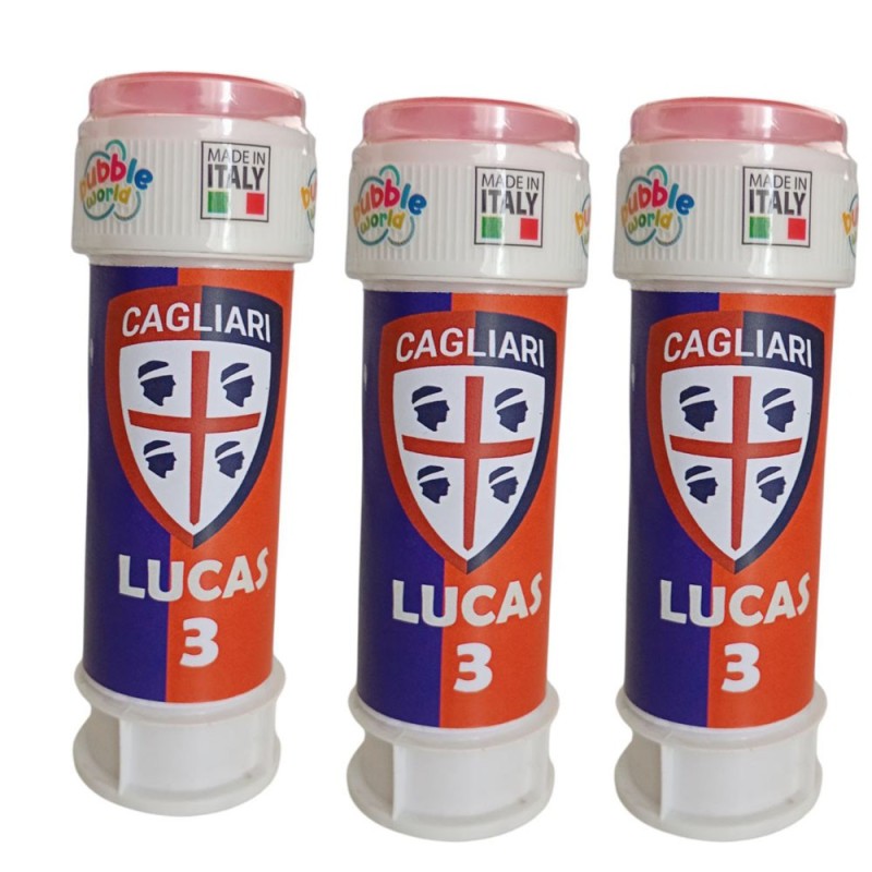 Regalini Fine Festa Cagliari Calcio – Bolle di Sapone Personalizzate con Nome ed Età | Gadget Compleanno Bambini