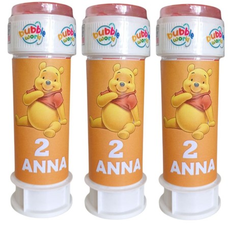 Regalini Fine Festa Winnie the Pooh – Bolle di Sapone Personalizzate con Nome ed Età | Gadget Compleanno Bambini