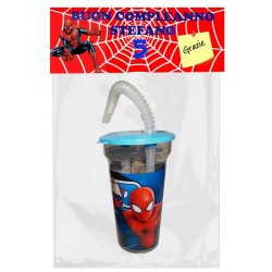 Regalini Compleanno Spiderman: Bicchiere con Cannuccia 400ml Personalizzato